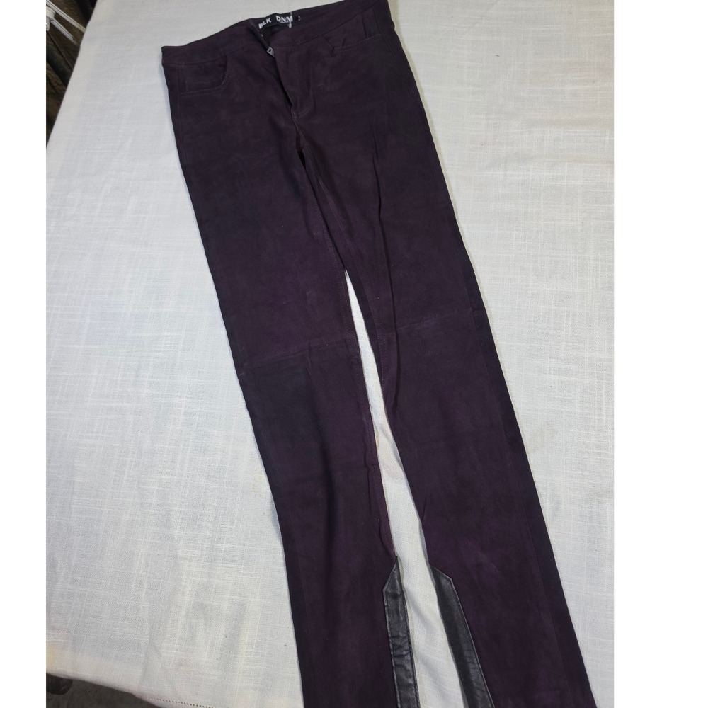 BLK DNM 26 Womens Purple Suede Skinny Pants Leather Ankle Zip 5-Pocket Trousers